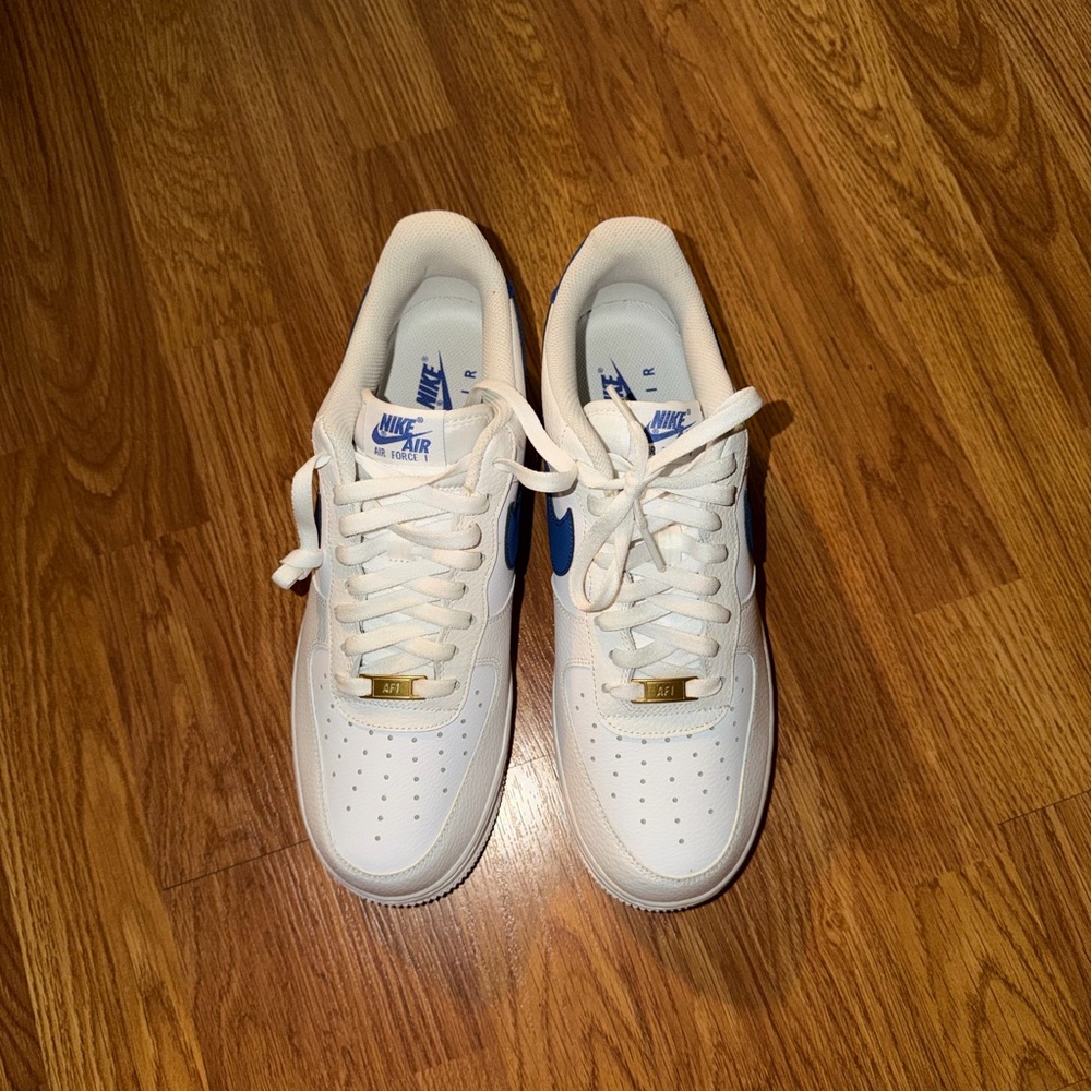 Nike Air Force 1 White with Blue Highlights